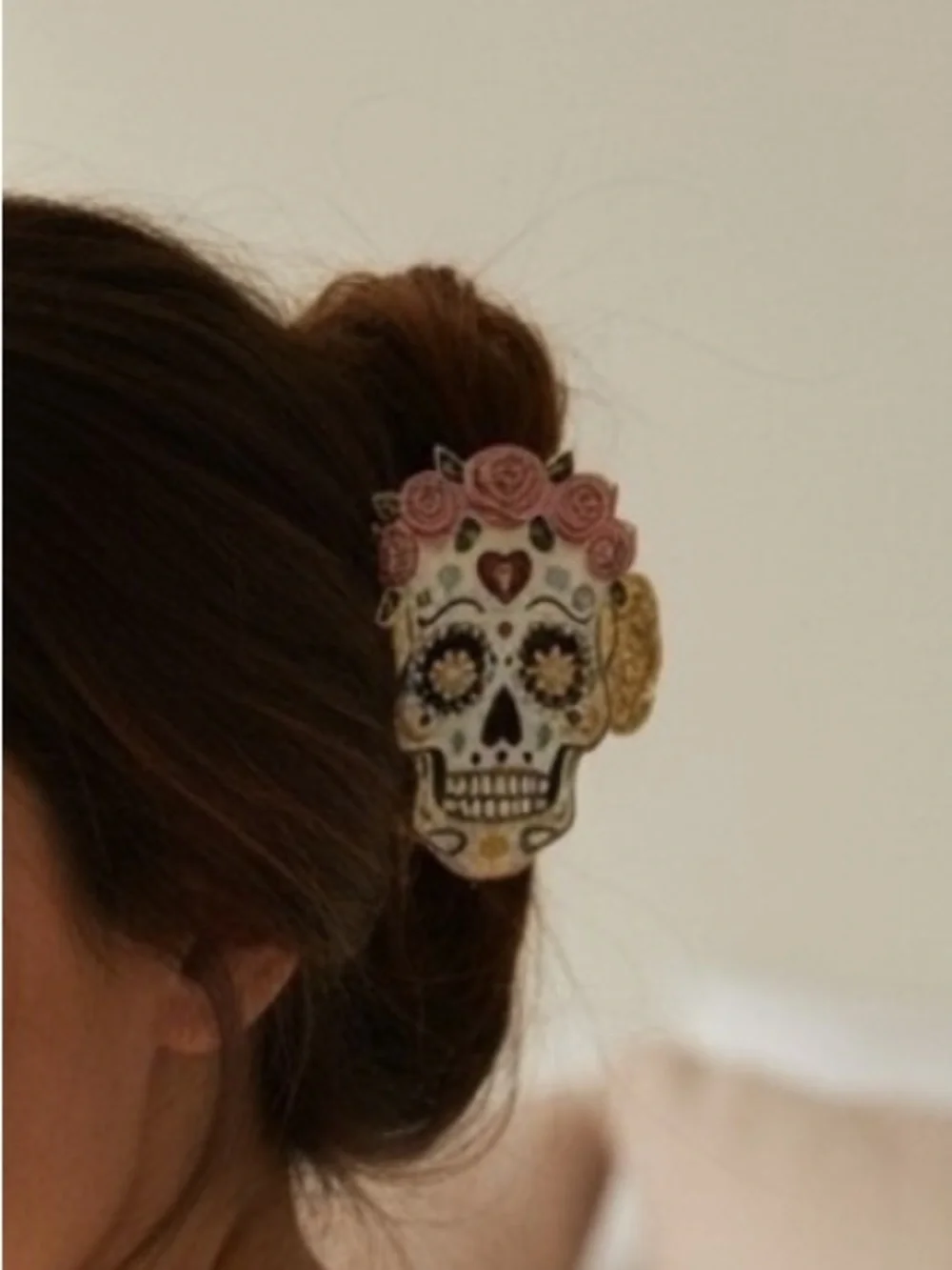 Sugar Skull Metal Hair Claw